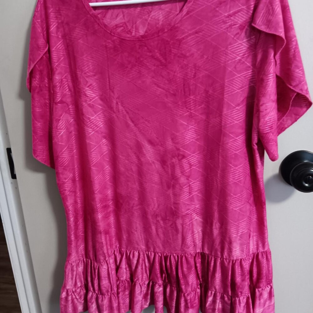 Hot Pink Womens Extra Large Ruffled SS Summer Top